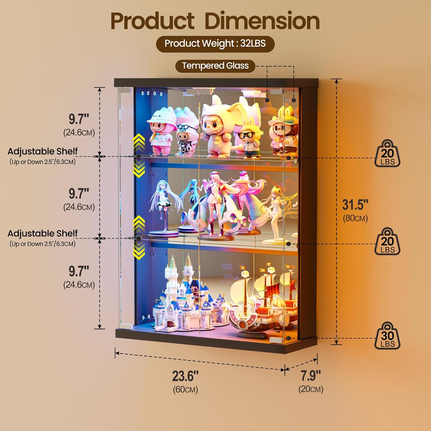 Lemari Pajang Kaca Dinding den - Pop Display Shelf ulasan dan harga